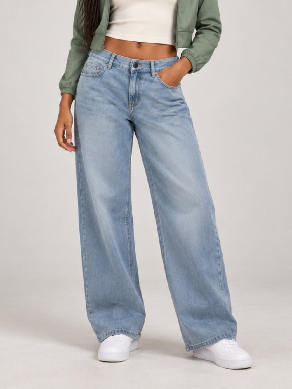 Halara Flex Low-Rise Faded Baggy Wide-Leg Jeans XS